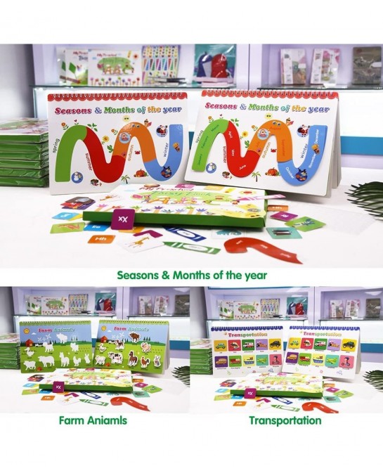 My Preschool Montessori Toys for Kids & Toddlers 11 Themes Reusable Waterproof Busy Book Quiet Book Activity Board Busy Educa...
