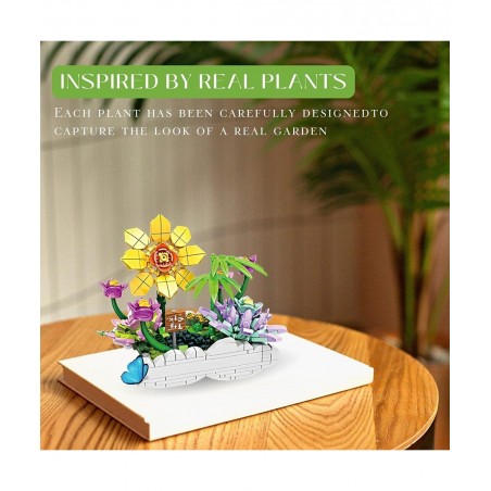 Flowers Botanical Collection Building Bricks Sets - Sunflower Succulent Flower Bouquet Mini Plant Decor Bricks Model for Adul...