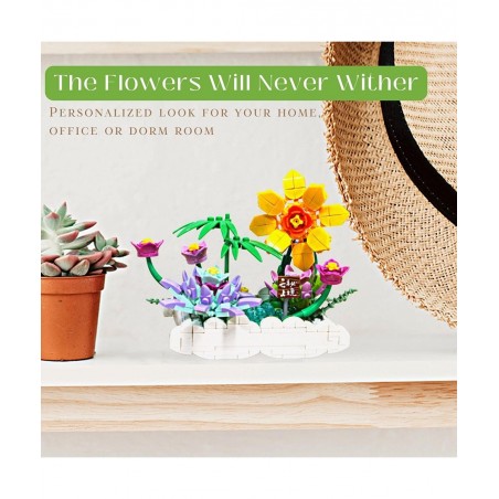 Flowers Botanical Collection Building Bricks Sets - Sunflower Succulent Flower Bouquet Mini Plant Decor Bricks Model for Adul...