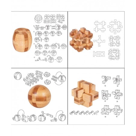 Brain Teaser Puzzle 20Pcs Unlock Interlock Game IQ Test Wooden Toy 3D Unlock Interlock Puzzle Magic Ball Brain Teaser Toy puz...