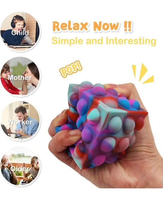 3D Pop it Ball Stress Balls 3D Fidget Ball Pop it Fidget Toy Pop it Fidget Cube Popper its Fidget Dice for Kids and Adults (P...