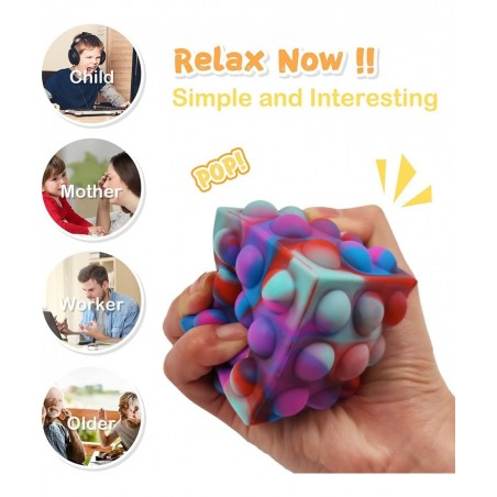 3D Pop it Ball Stress Balls 3D Fidget Ball Pop it Fidget Toy Pop it Fidget Cube Popper its Fidget Dice for Kids and Adults (P...