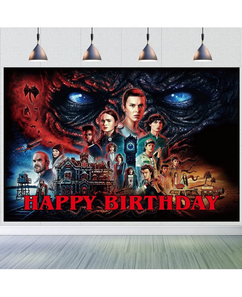 Stranger Happy Birthday Backdrop Banner 5x3FT Stranger Party Supplies for kids Happy Birthday Banner Stranger Movie Themed Ph...