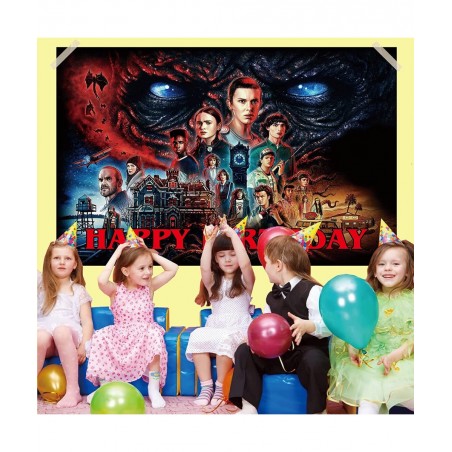 Stranger Happy Birthday Backdrop Banner 5x3FT Stranger Party Supplies for kids Happy Birthday Banner Stranger Movie Themed Ph...