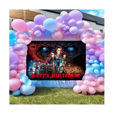 Stranger Happy Birthday Backdrop Banner 5x3FT Stranger Party Supplies for kids Happy Birthday Banner Stranger Movie Themed Ph...