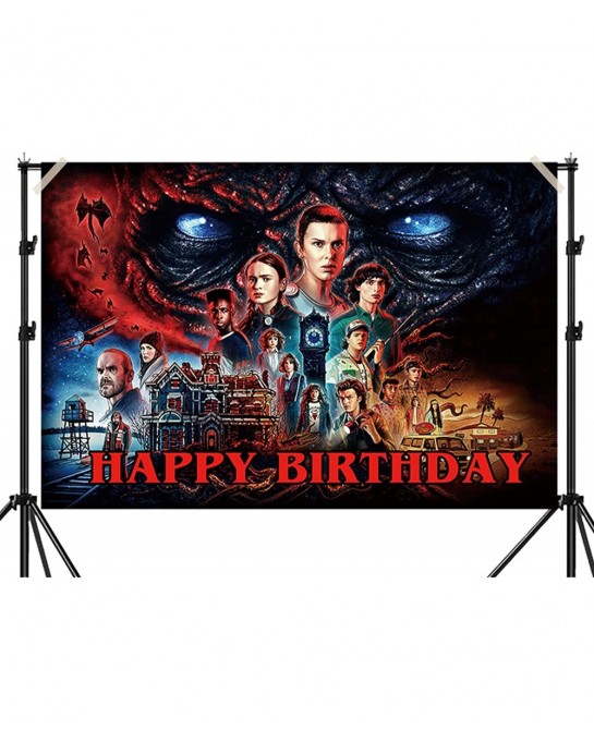 Stranger Happy Birthday Backdrop Banner 5x3FT Stranger Party Supplies for kids Happy Birthday Banner Stranger Movie Themed Ph...