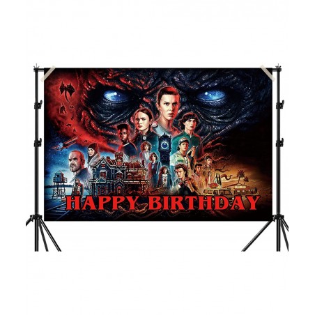 Stranger Happy Birthday Backdrop Banner 5x3FT Stranger Party Supplies for kids Happy Birthday Banner Stranger Movie Themed Ph...