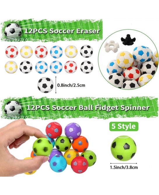 Soccer Party Favors 92 pcs Soccer Ball Fidget Spinners Soccer Themed Sports Party Favors Soccer Whistle Silicone Bracelet Key...