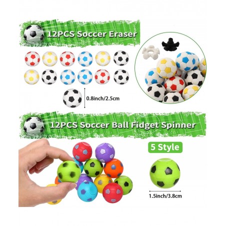 Soccer Party Favors 92 pcs Soccer Ball Fidget Spinners Soccer Themed Sports Party Favors Soccer Whistle Silicone Bracelet Key...