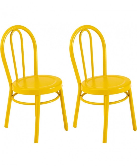 2 Pcs Miniature Yellow Dinning Chair 1:12 Scale Mini Metal Chairs for DIY Dollhouse Kitchen Furniture Decoration $21.72 Dollh...
