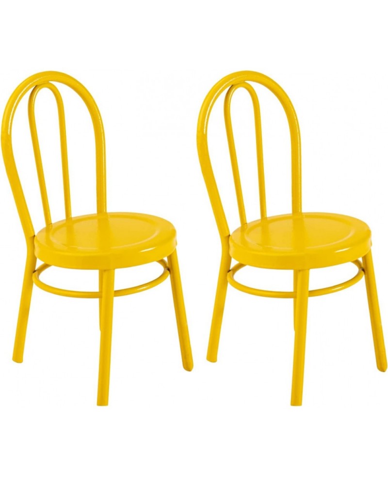 2 Pcs Miniature Yellow Dinning Chair 1:12 Scale Mini Metal Chairs for DIY Dollhouse Kitchen Furniture Decoration $21.72 Dollh...