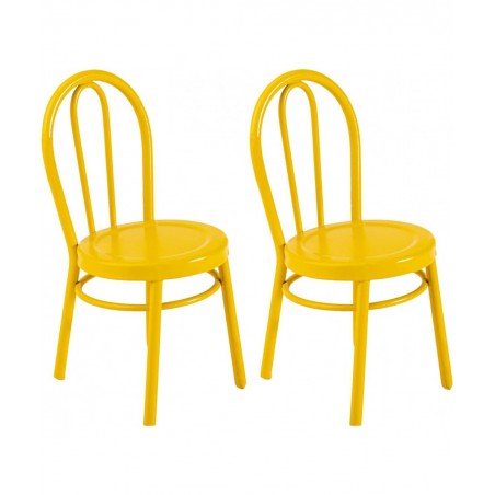 2 Pcs Miniature Yellow Dinning Chair 1:12 Scale Mini Metal Chairs for DIY Dollhouse Kitchen Furniture Decoration $21.72 Dollh...