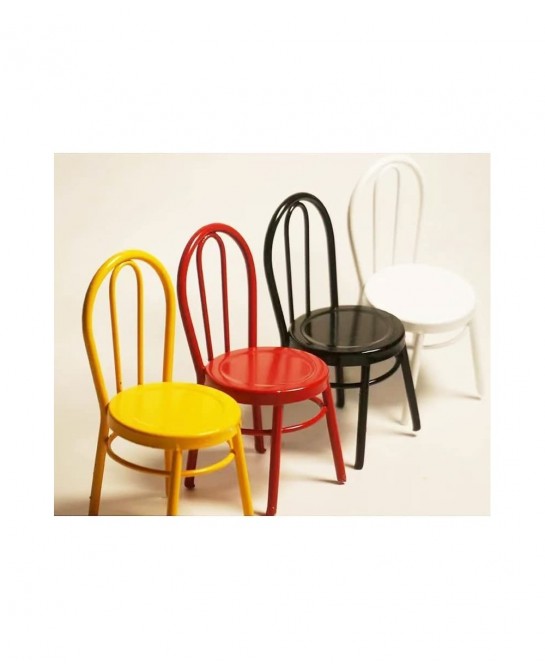 2 Pcs Miniature Yellow Dinning Chair 1:12 Scale Mini Metal Chairs for DIY Dollhouse Kitchen Furniture Decoration $21.72 Dollh...