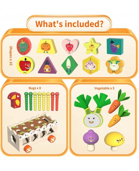 Montessori Wooden Toys for Baby Age 2 3 4 Year Old Shape Sorting Stacking Toys for Toddlers 2-3 Wood Preschool Learning Educa...