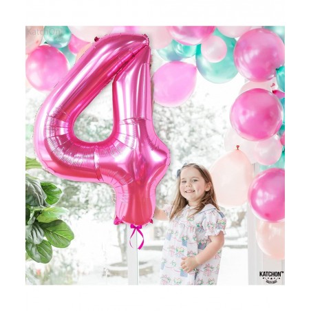 Giant Pink Number 4 Balloons - 40 Inch | Hot Pink 4 Birthday Balloon | 4 Year Old Birthday Decorations | 4 Balloon for 4th Bi...