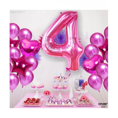 Giant Pink Number 4 Balloons - 40 Inch | Hot Pink 4 Birthday Balloon | 4 Year Old Birthday Decorations | 4 Balloon for 4th Bi...