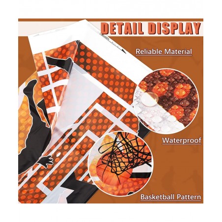 Basketball Table Cloth Plastic Table Cover Party Disposable Tablecloth Basketball Theme Party Decor for Kids and Adults Birth...