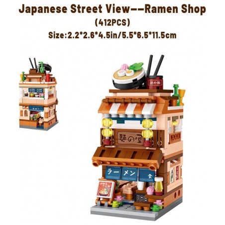 Japanese Street View Shop Building Blocks House Toy 4 Models Mini DIY Building Blocks Model MOC Construction Toy Gift for 6-1...