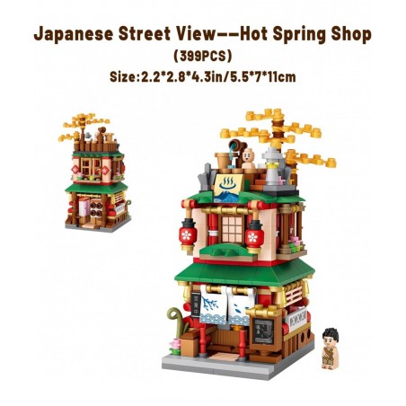 Japanese Street View Shop Building Blocks House Toy 4 Models Mini DIY Building Blocks Model MOC Construction Toy Gift for 6-1...