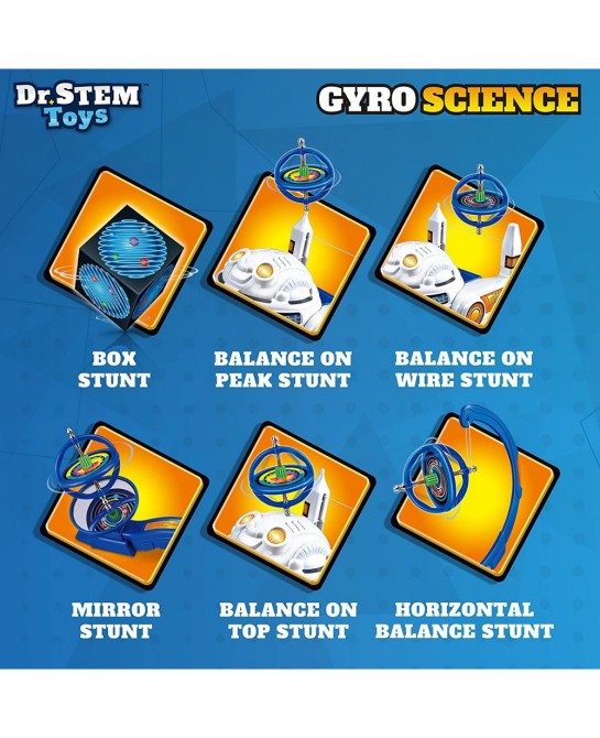 Gyro Science Kit | Unique Gyroscope Set Amazes Kids with 6 Awesome Science Stunts | Designed in USA for Boys & Girls 8 & Up |...