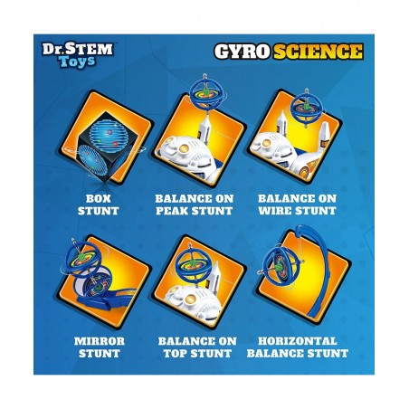 Gyro Science Kit | Unique Gyroscope Set Amazes Kids with 6 Awesome Science Stunts | Designed in USA for Boys & Girls 8 & Up |...