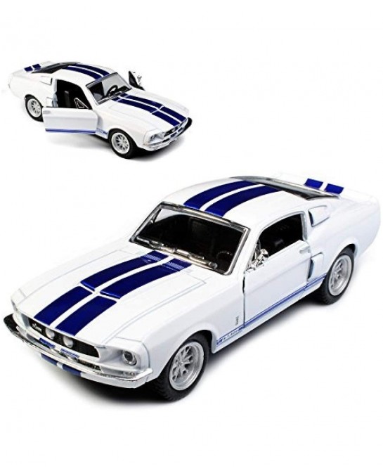 5" 2007 Shelby GT500 1:38 Scale (White/Blue Stripes) by Kinsmart $15.61 Kids' Play Cars & Race Cars