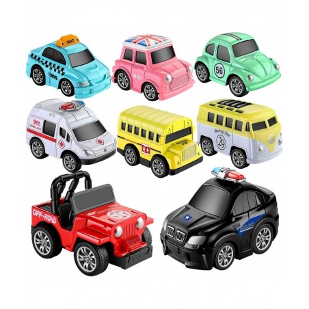 Toys Pull Back Vehicles Car Toy Play Set Friction Powered Die-cast Small Cars Trucks for Boys Toy Girls Toddler Kids Party Fa...