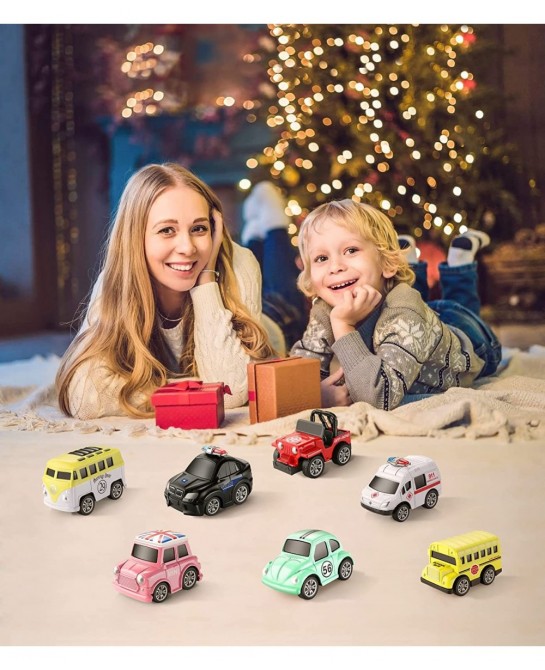 Toys Pull Back Vehicles Car Toy Play Set Friction Powered Die-cast Small Cars Trucks for Boys Toy Girls Toddler Kids Party Fa...