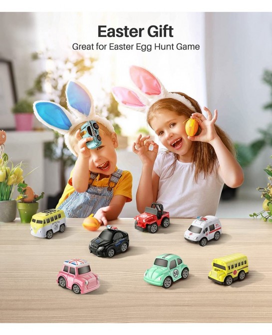 Toys Pull Back Vehicles Car Toy Play Set Friction Powered Die-cast Small Cars Trucks for Boys Toy Girls Toddler Kids Party Fa...