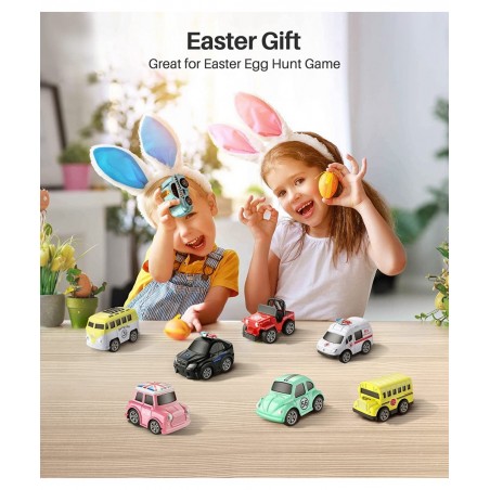 Toys Pull Back Vehicles Car Toy Play Set Friction Powered Die-cast Small Cars Trucks for Boys Toy Girls Toddler Kids Party Fa...