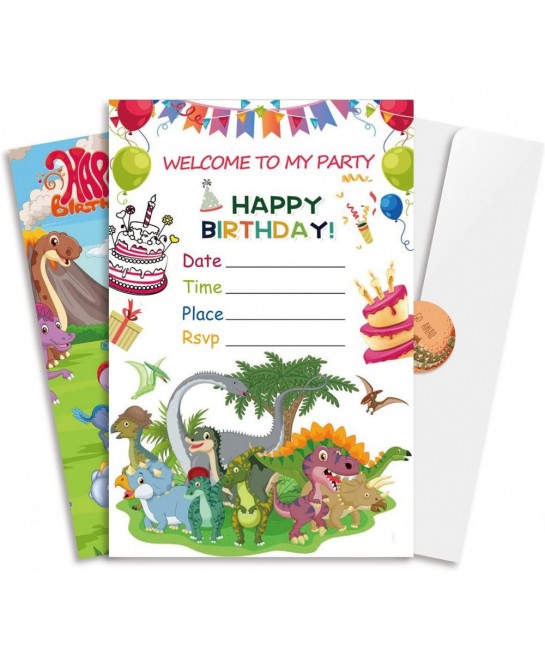 Dinosaur Invitations with Envelopes(24 Sets) for Kids Dino Birthday Party and Baby Shower $16.21 Kids' Party Favor Sets