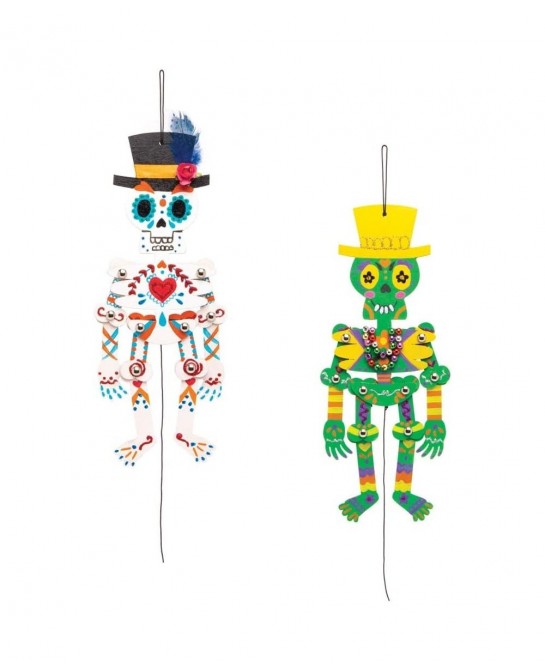 AT108 Wooden Skeleton Puppet Kit - Pack of 4 Wood Craft Kit for Kids Day of The Dead Arts Activities $17.09 Kids' Drawing & W...