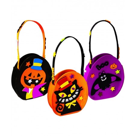 3 Pieces 7.5''x 6.5'' Halloween Trick or Treat Bags for Kids Candy Reuseful Pumpkin Cute Halloween Candy Tote Bags Buckets fo...