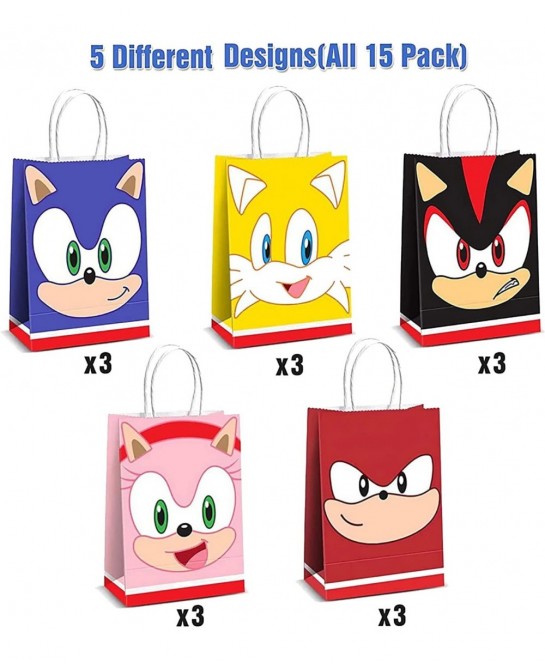 15PCS Sonic Birthday Party Supplies Sonic Party Bags for Sonic Theme Birthday Party Decorations $24.13 Kids' Party Favor Sets