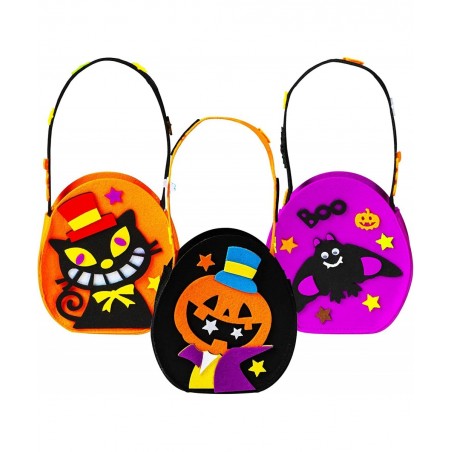 3 Pieces 7.5''x 6.5'' Halloween Trick or Treat Bags for Kids Candy Reuseful Pumpkin Cute Halloween Candy Tote Bags Buckets fo...
