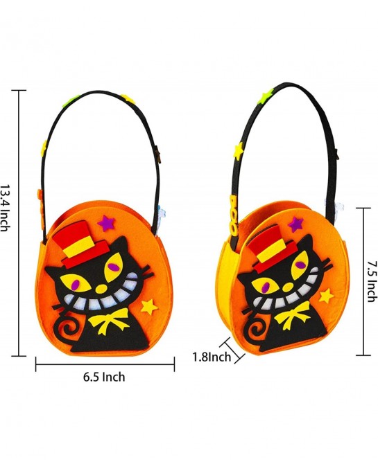 3 Pieces 7.5''x 6.5'' Halloween Trick or Treat Bags for Kids Candy Reuseful Pumpkin Cute Halloween Candy Tote Bags Buckets fo...