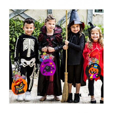 3 Pieces 7.5''x 6.5'' Halloween Trick or Treat Bags for Kids Candy Reuseful Pumpkin Cute Halloween Candy Tote Bags Buckets fo...