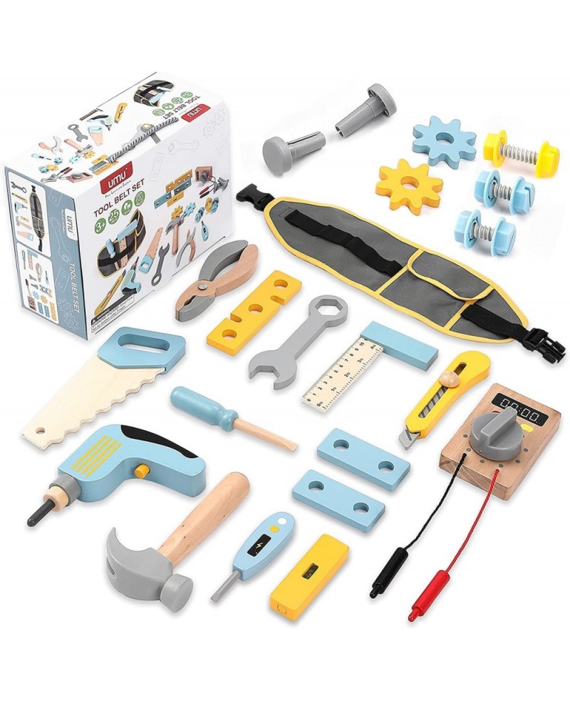 Wooden Kids Tool Set for Toddlers Pretend Toy 25 Pieces Construction Tool Toy Set Backpack for 3 4 and 5 Year Old Girls and B...