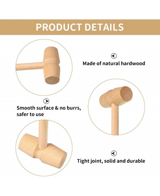 Wooden Hammers for Chocolate Mini Wooden Mallets Hammer Toy Pounding Gavel Toy Educational Beating Toy for Easter Egg Crab Ma...