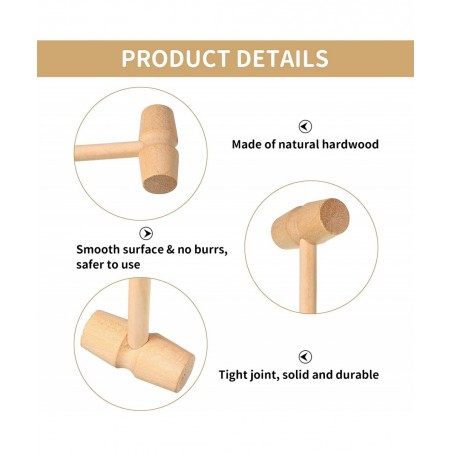 Wooden Hammers for Chocolate Mini Wooden Mallets Hammer Toy Pounding Gavel Toy Educational Beating Toy for Easter Egg Crab Ma...