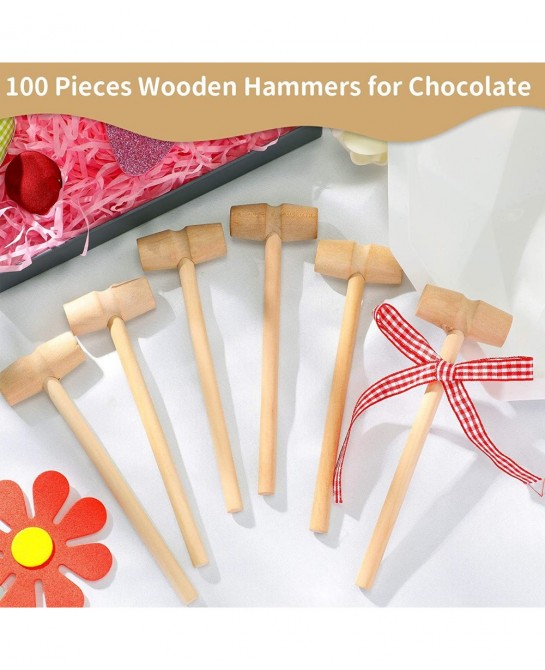 Wooden Hammers for Chocolate Mini Wooden Mallets Hammer Toy Pounding Gavel Toy Educational Beating Toy for Easter Egg Crab Ma...