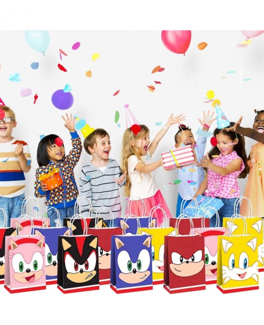 15PCS Sonic Birthday Party Supplies Sonic Party Bags for Sonic Theme Birthday Party Decorations $24.13 Kids' Party Favor Sets