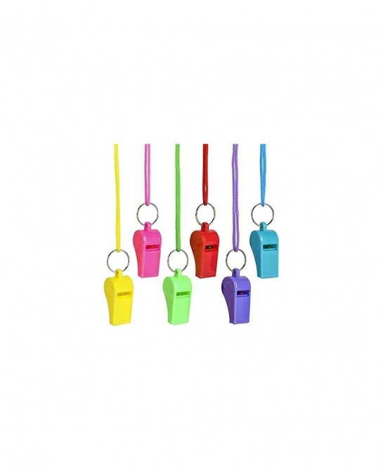 6 Neon Whistle Necklaces Colorful Noisemakers Party Favors $17.07 Noisemaker Toys