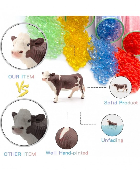 Cows Toys for Kids 4PCS Realistic Simmental Cow Holstein Calf Lying Calf Cake Topper Farm Animal Set Decor Collection School ...