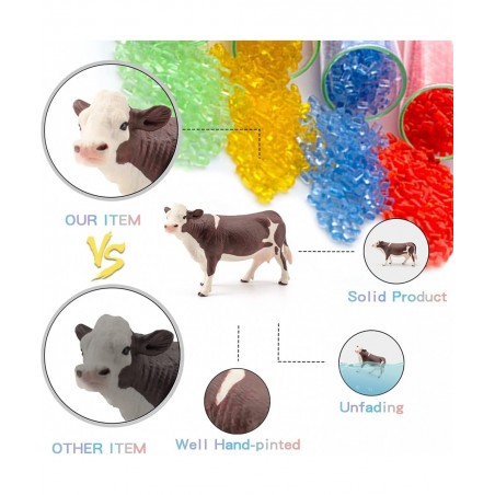 Cows Toys for Kids 4PCS Realistic Simmental Cow Holstein Calf Lying Calf Cake Topper Farm Animal Set Decor Collection School ...