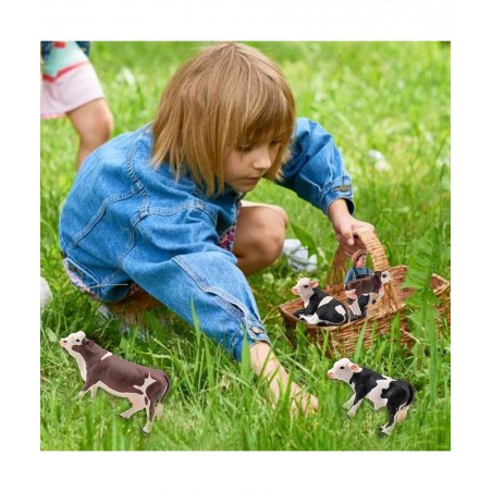 Cows Toys for Kids 4PCS Realistic Simmental Cow Holstein Calf Lying Calf Cake Topper Farm Animal Set Decor Collection School ...
