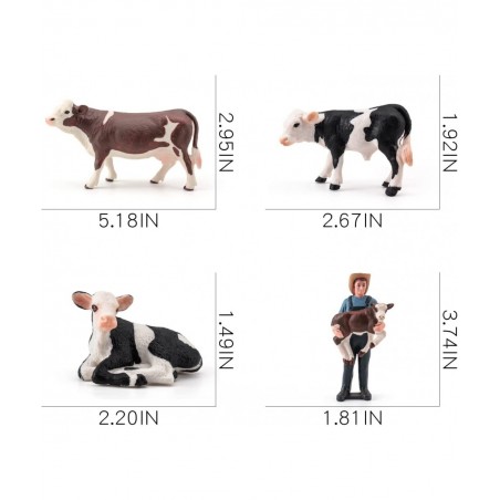 Cows Toys for Kids 4PCS Realistic Simmental Cow Holstein Calf Lying Calf Cake Topper Farm Animal Set Decor Collection School ...