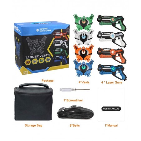 4 Sets Laser Tag with Guns and Vests Upgraded Infrared Laser Tag Guns with Pistol Rifle Machine Gun and Rocket Mode Boy Toys ...