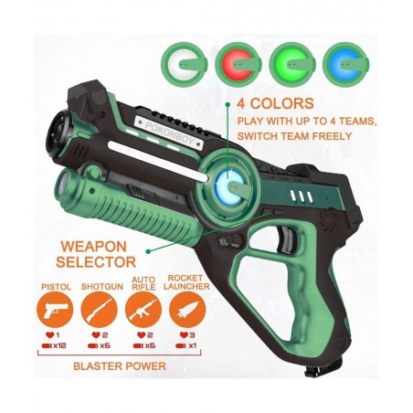 4 Sets Laser Tag with Guns and Vests Upgraded Infrared Laser Tag Guns with Pistol Rifle Machine Gun and Rocket Mode Boy Toys ...