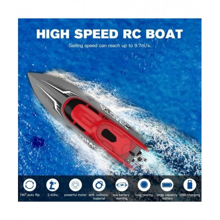 Remote Control Fast Racing Boat - 30KM/H High Speed 2.4GHz Controlled Water Boat Electric Brushless Rc Speedboat for Pool and...